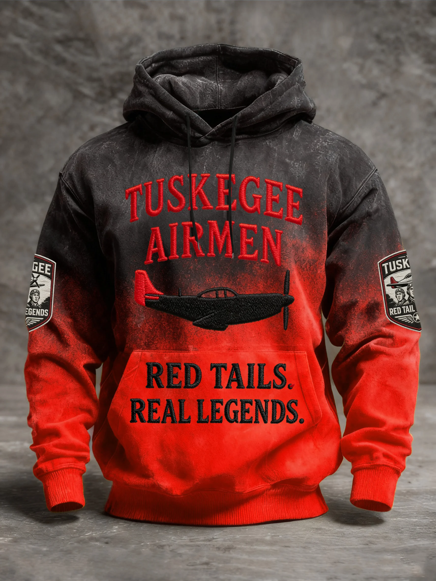 Red Tails Real Legends American Air Force Print Hooded Sweatshirt, Black History Month Gift
