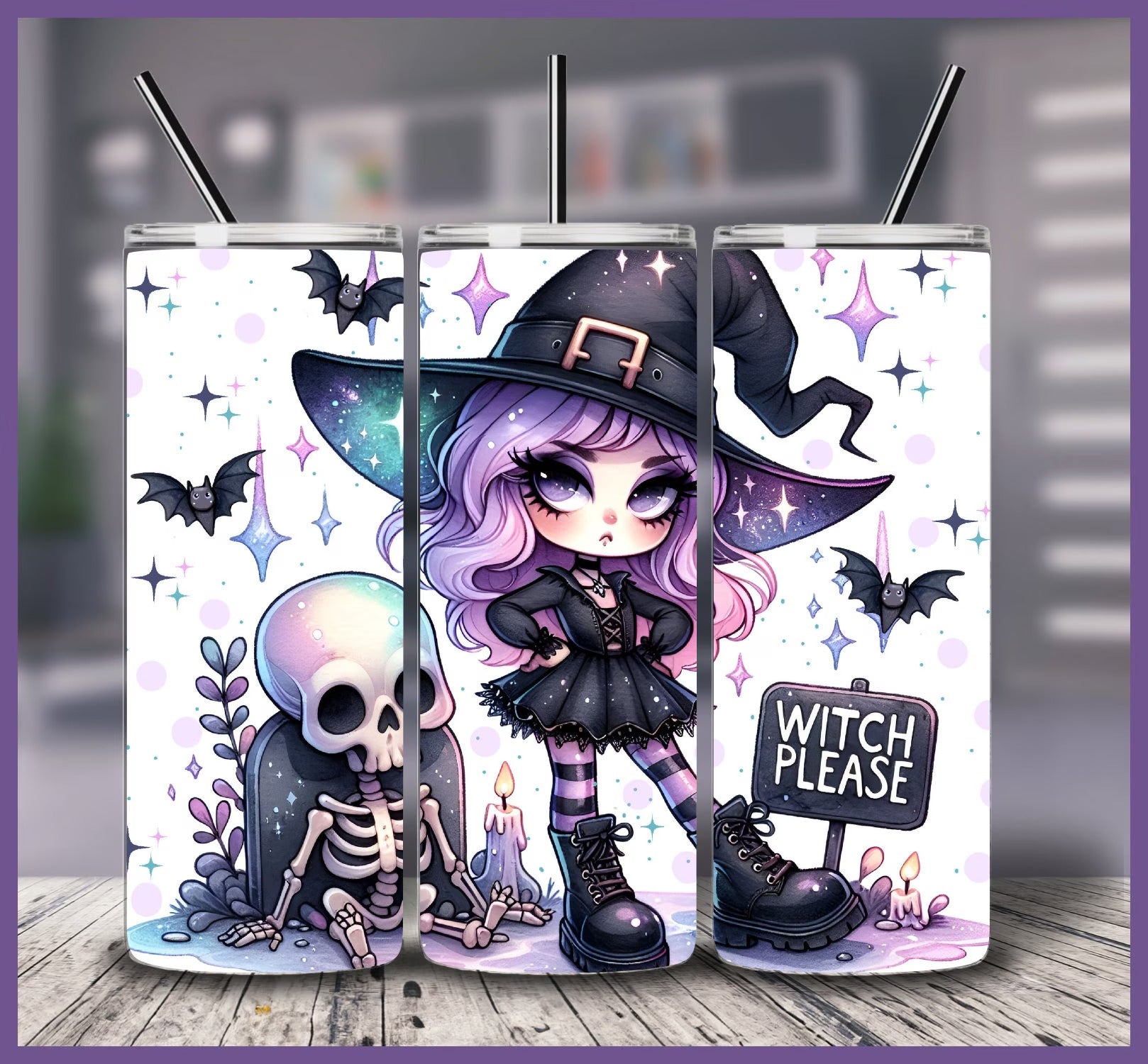 Witch Please Halloween 20oz 30oz Tumbler, Cute Sarcastic Seamless Tumbler, Halloween Gifts