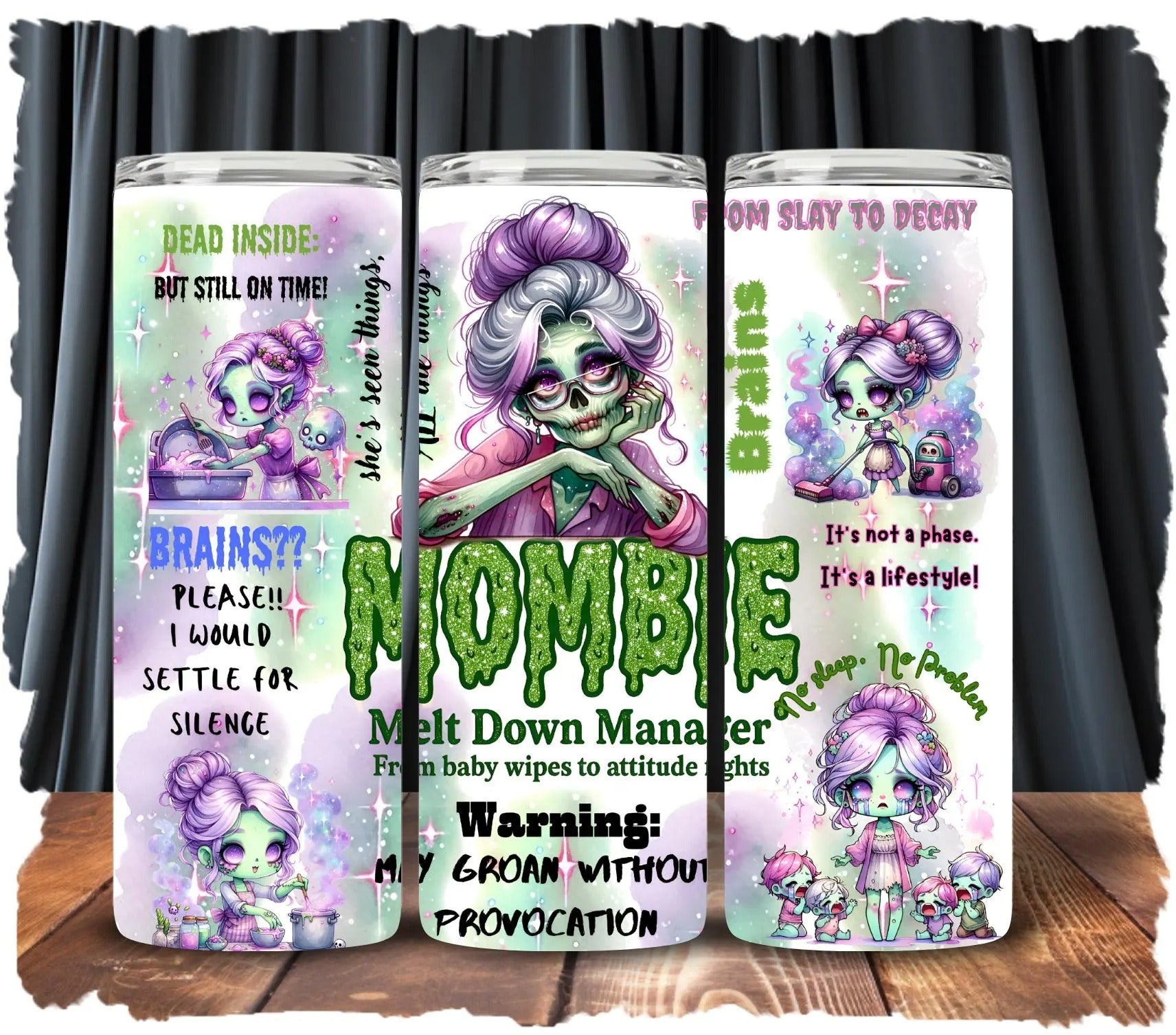 Zombie Mombie 20oz 30oz Tumbler, Funny Mom Halloween Costumes, Halloween Gifts
