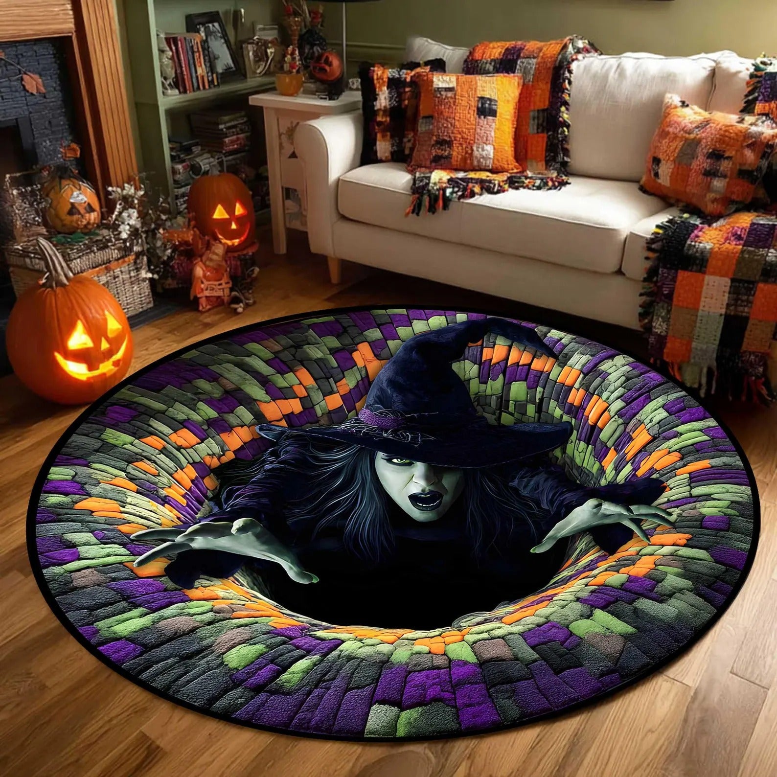 Halloween Witch Rug, Spooky Halloween Rug, Decorative Rug, Living Room Rug, Halloween Gifts