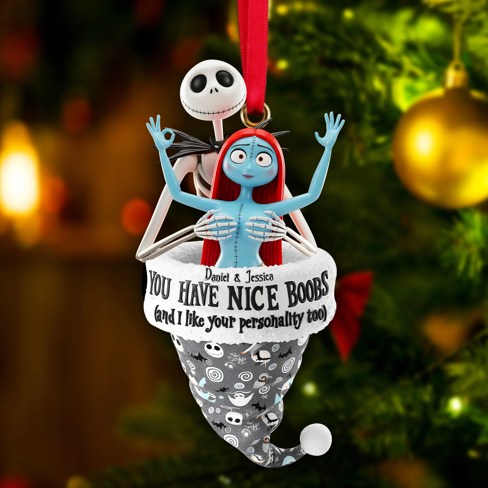 Naughty Couple Acrylic Ornament, Horror Couple Xmas Decor, Funny Xmas Ornament