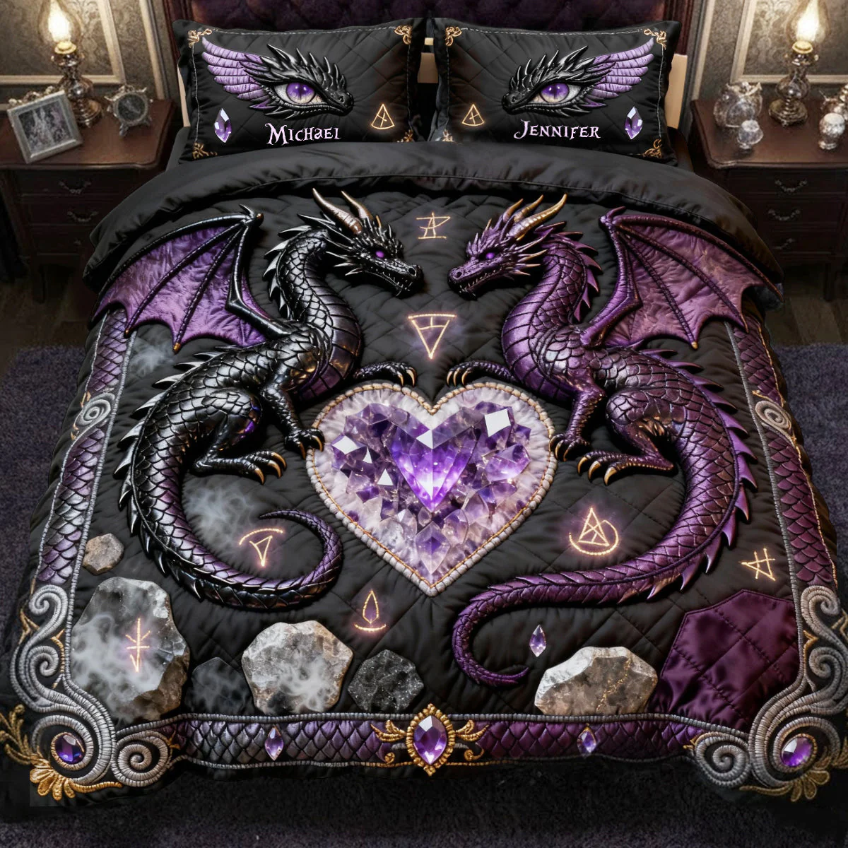 You & Me We Got This Fantasy Dragon Couple Bedding Set, Couple Valentine Gift, Couple Anniversary Gift