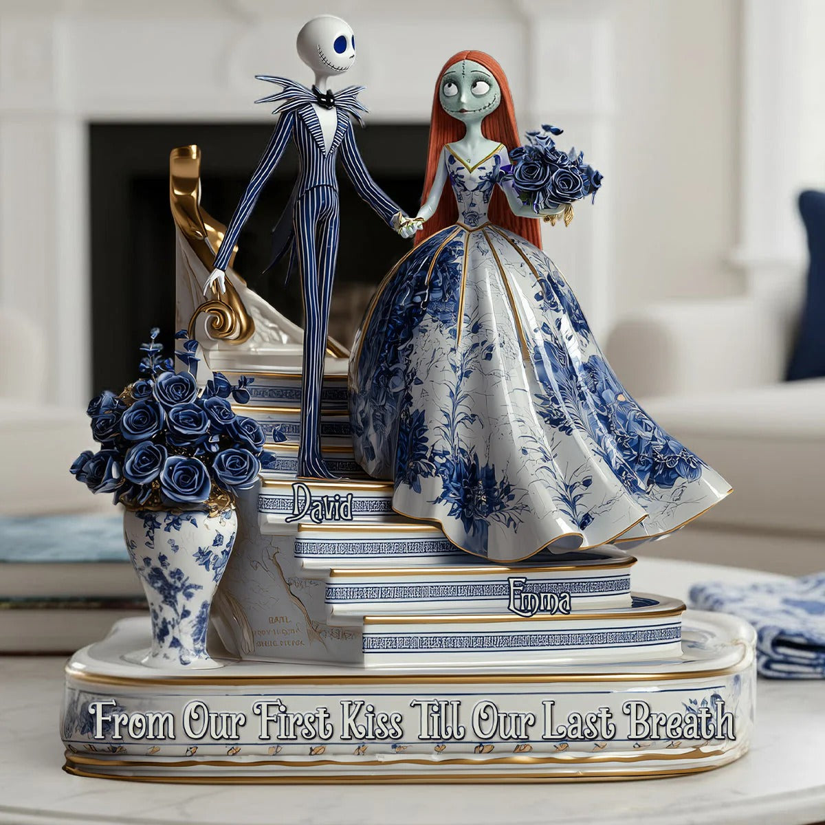 From Our First Kiss Till Our Last Breath Gothic Theme White And Blue Acrylic Plaque, Unique Valentines Gifts