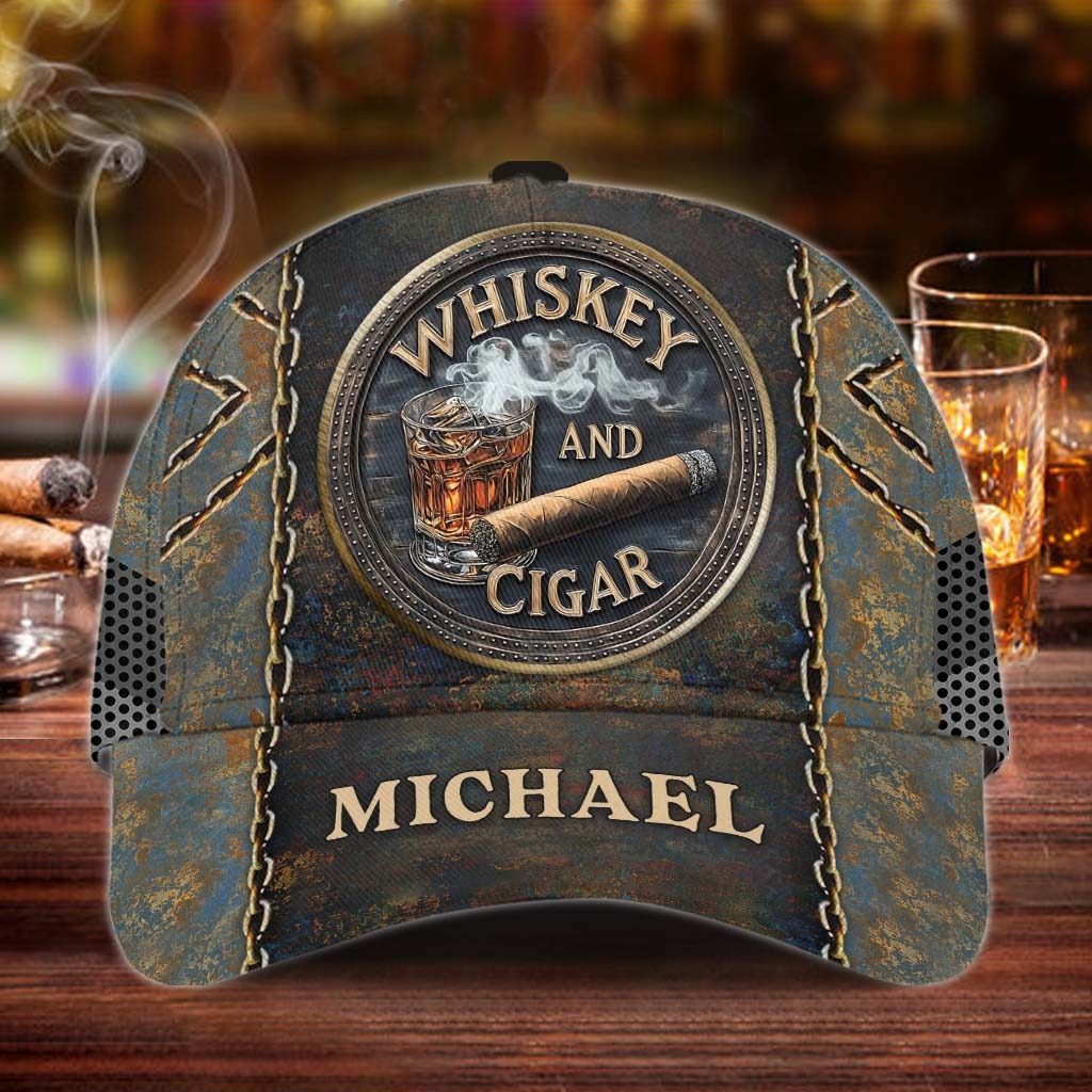 Whiskey And Cigar - Personalized Whisky Classic Cap