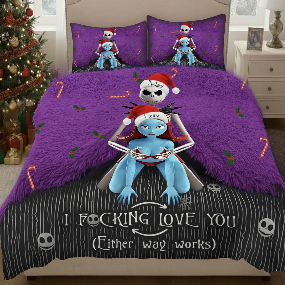 I F*cking Love You Nightmare Couple Quilt Bed Set, Couple Bedding Set, Couple Valentine Gift