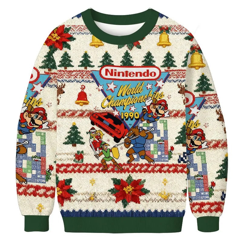 Nintendo 1990 World Championships Ugly Sweater, Unique Christmas Gifts, Christmas Ugly Sweatshirt