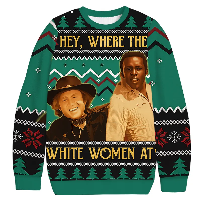 Where The White Women At Vintage Movie Quote Ugly Sweater, Funny Christmas Ugly Sweatshirt, Xmas Ugly Sweater