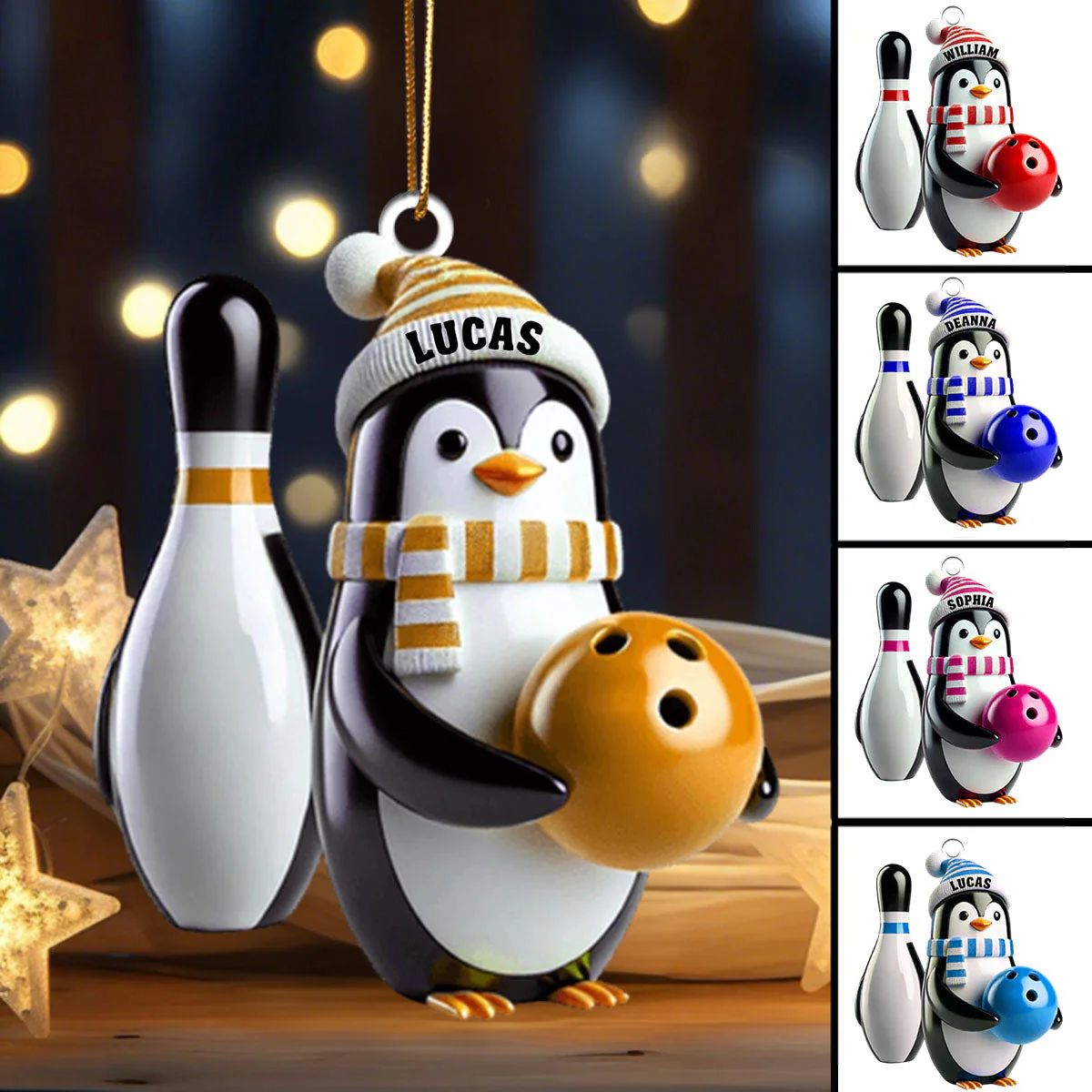 Personalized Name Bowling Ornament, Gift Bowling Lover, Custom Christmas Ornaments