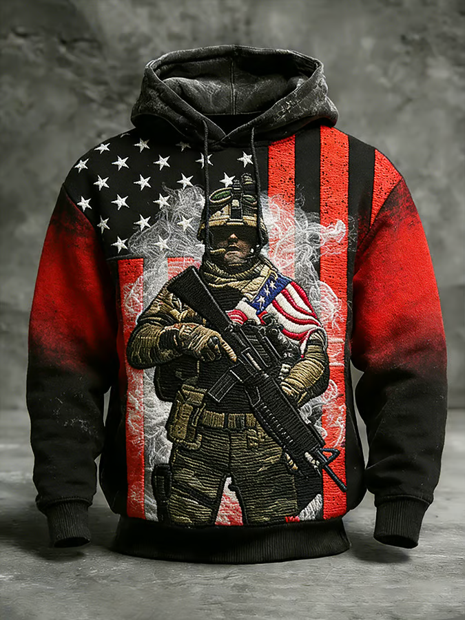 Men's Winter Patriotic USA 250th Anniversary Hoodie, Black Hooded Jumper 4th Of July Gift