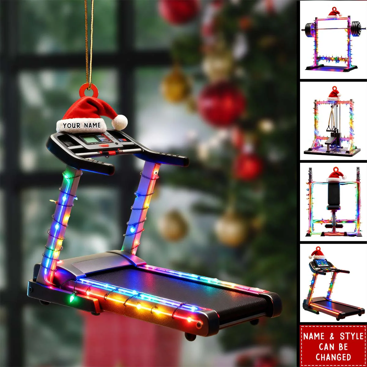 Personalized Gym Equipment Acrylic Ornament, Gift For Gym Lovers, Fitness Gifts, Gym Christmas Ornament
