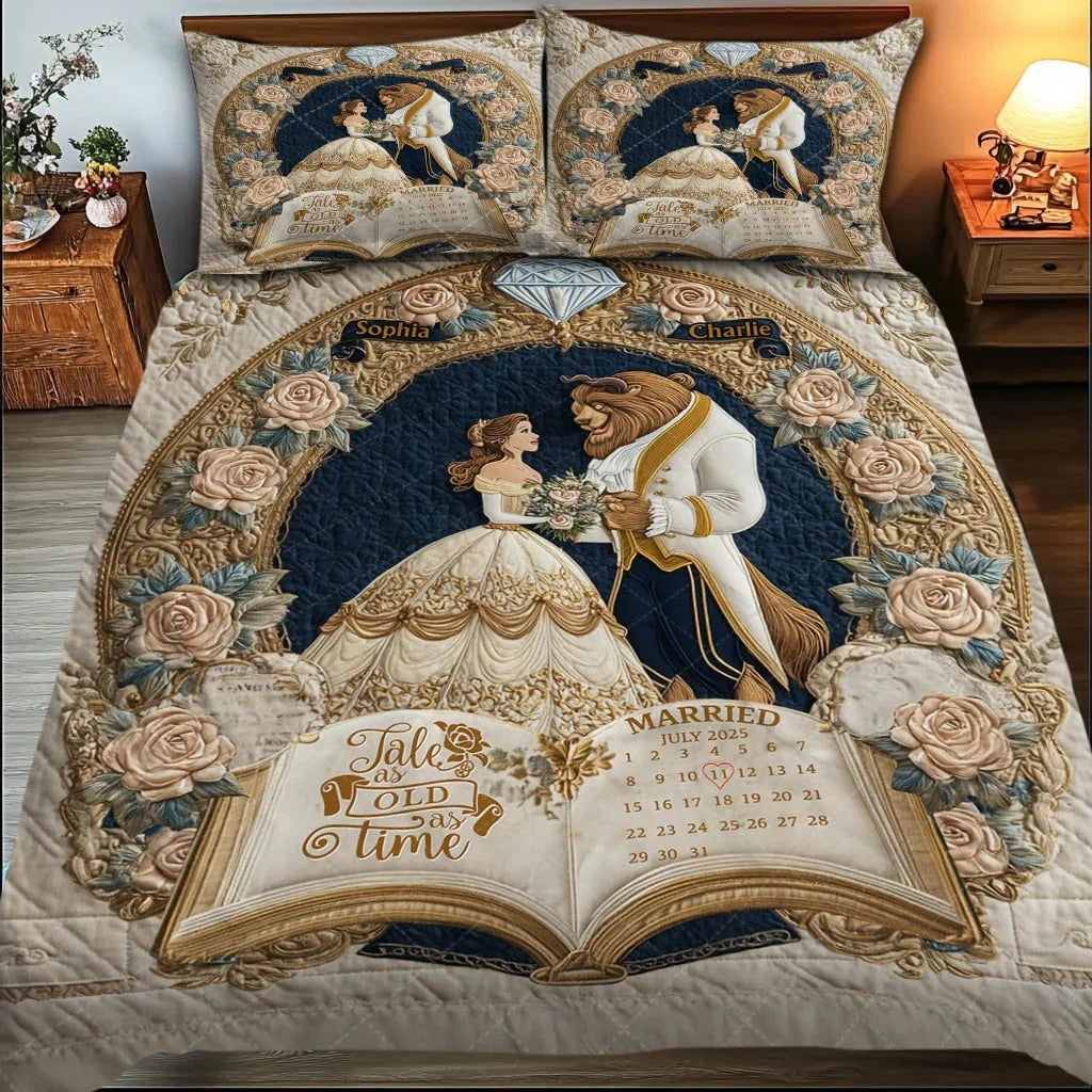 Fairy Tale Romantic Tale As Old As Time Fairytale Couple Bedding Set, Couple Anniversary Gift, Cool Valentine Gift