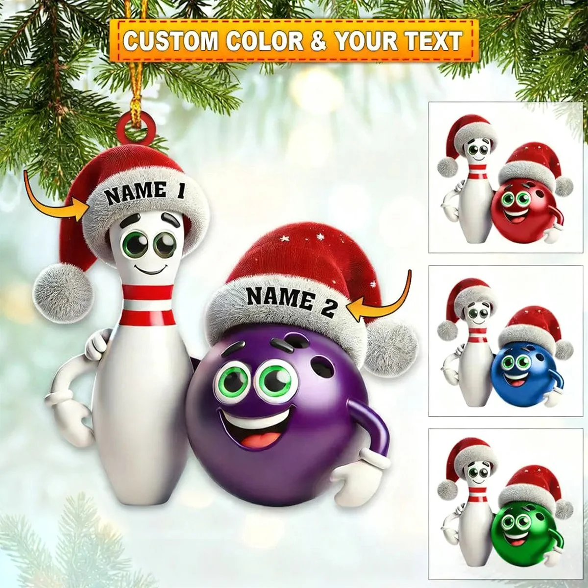 Personalized Bowling Acrylic Ornament, Bowling Ball And Kegel Ornaments, Gift For Bowling Lovers