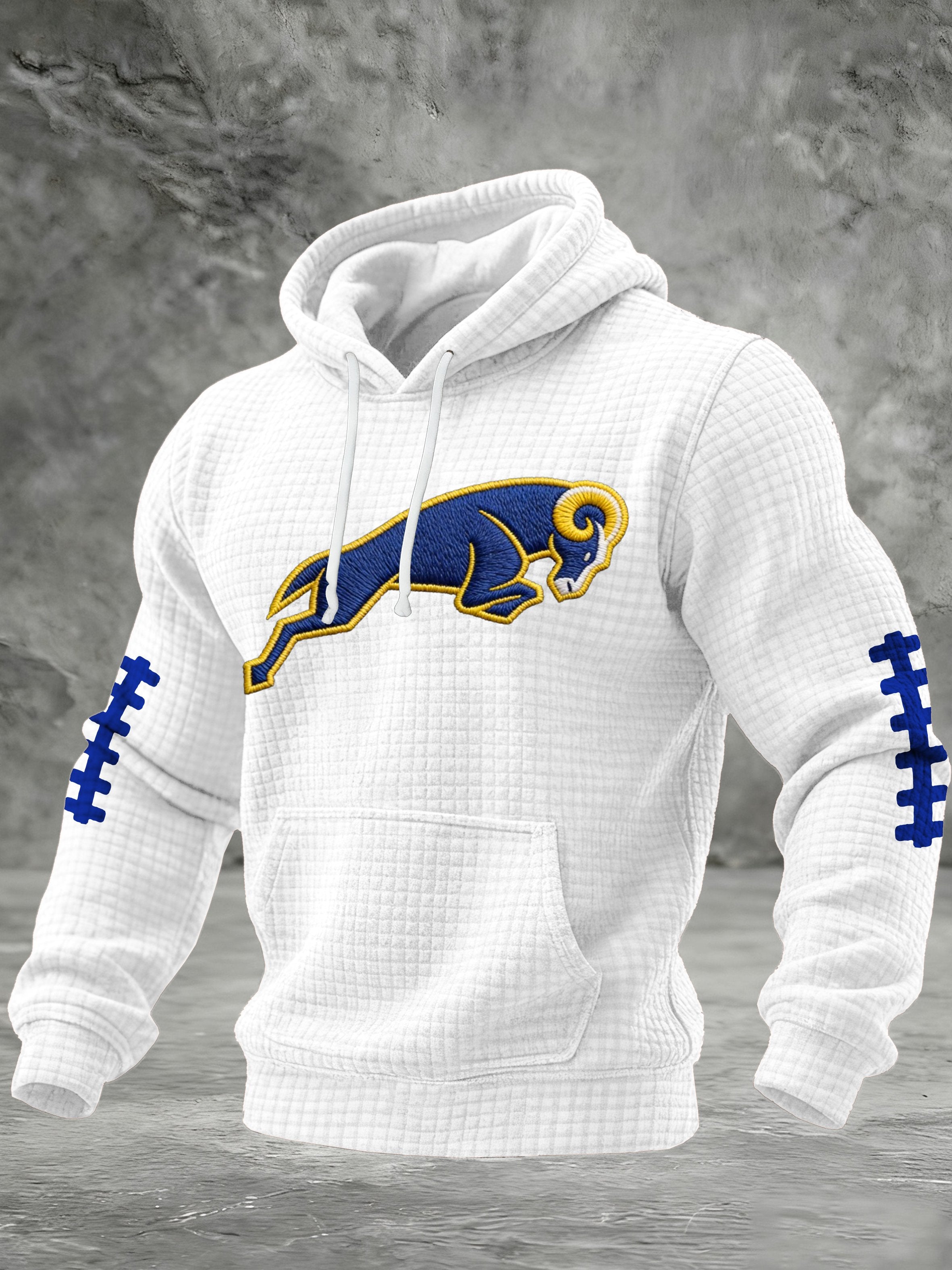 Royal Blue And Gold Ram Sheep Football Hoodie, American Football Shirt The Big Game Football 2026