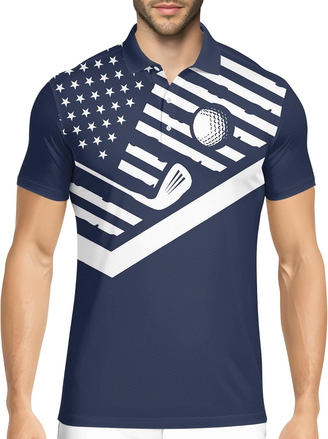 Swing Swear Look For Ball Repeat Patriotic American Flag Golf Polo Shirts, Golf Gift For Men, Golf Shirts For Men