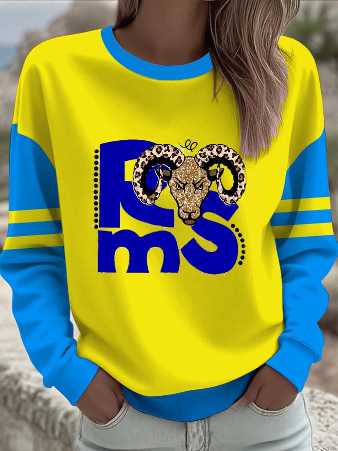 Ram's Head Leopard Pattern American Football Team Long Sleeve Football Shirt, Gift Ideas For Football Fans