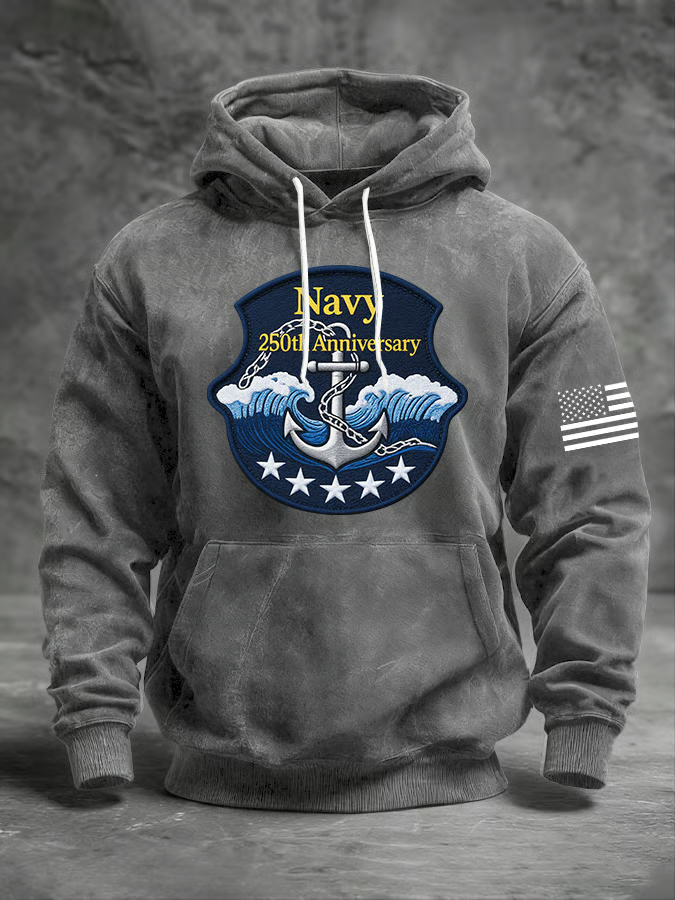 Men's Casual Long-Sleeved Patriotic American Hoodie, Gray Hooded Jumper 4th Of July Gift