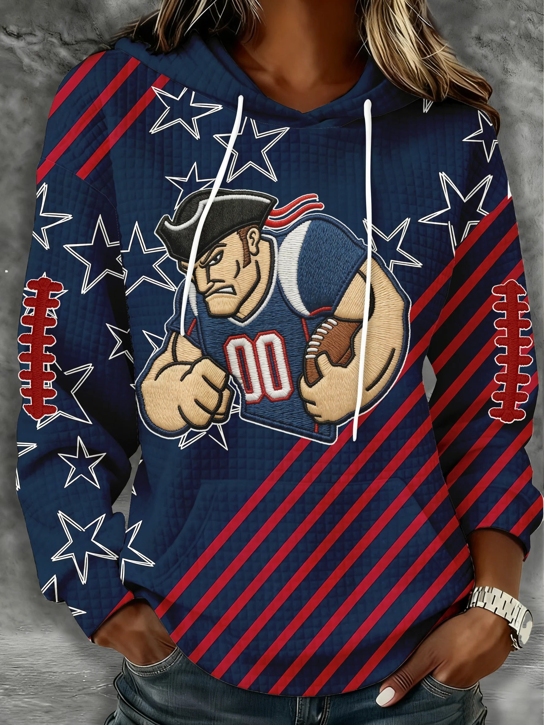 Patriots Man Blue And Maroon Football Fans Printed Shirt, The Big Game Football Hoodie, American Football Shirt