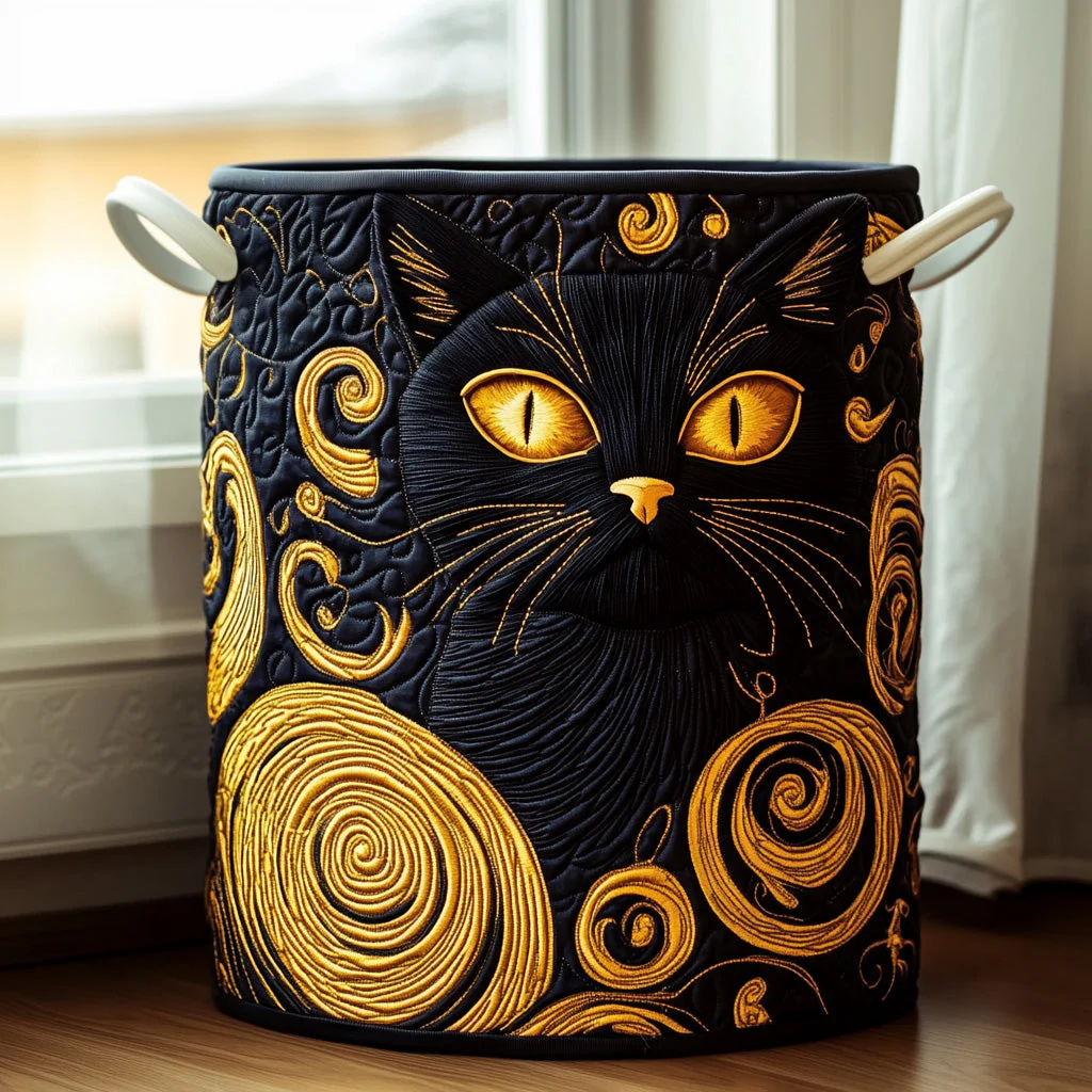 Black Cat Midnight Whiskers Laundry Basket, Laundry Gifts, Gift For Cat Lovers, Housewarming Gift Ideas