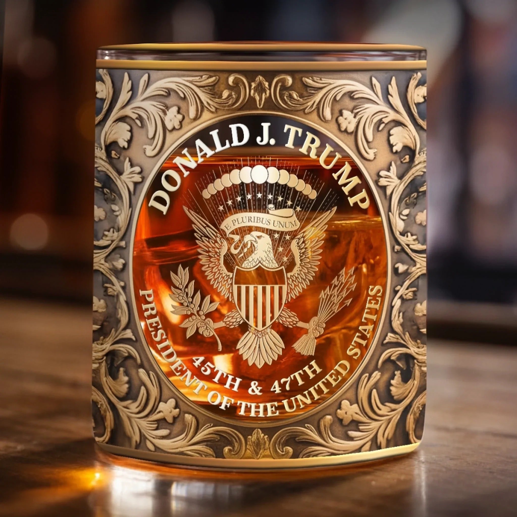 45 47 President 11oz Whiskey Glass, Trump Luxury Whiskey Glass