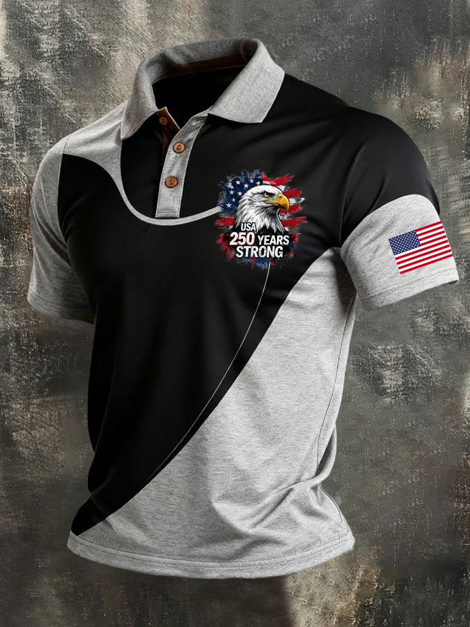 Men's 250th Anniversary Patriotic Apparel Two Tones America 1776-2026 Tops 4th Of July Shirt