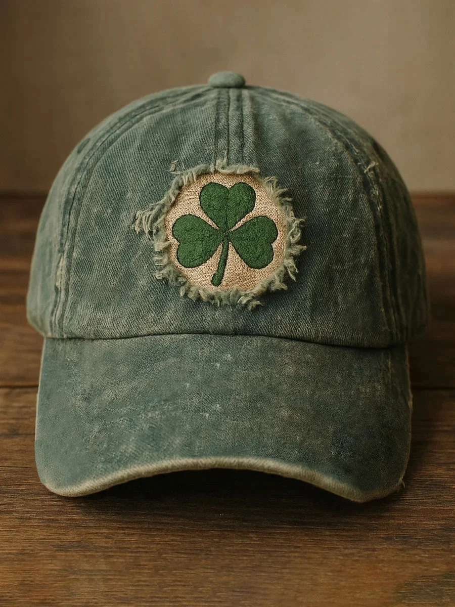 St. Patrick's Day Shamrock Print Casual Unisex Cap, Lucky Irish Celebration Dad Hat, Adjustable Cap