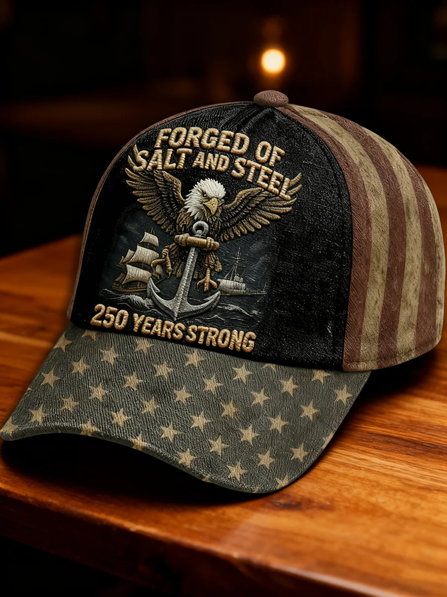 Unisex Navy 250th Anniversary Printed Classic Cap, Gift for Patriotic Americans Mens Dad Cap