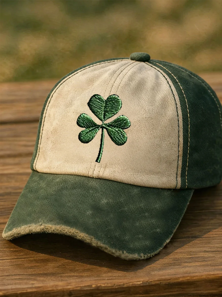 St. Patrick's Day Shamrock Print Casual Unisex Cap, Adjustable Cap Mens Dad Hat