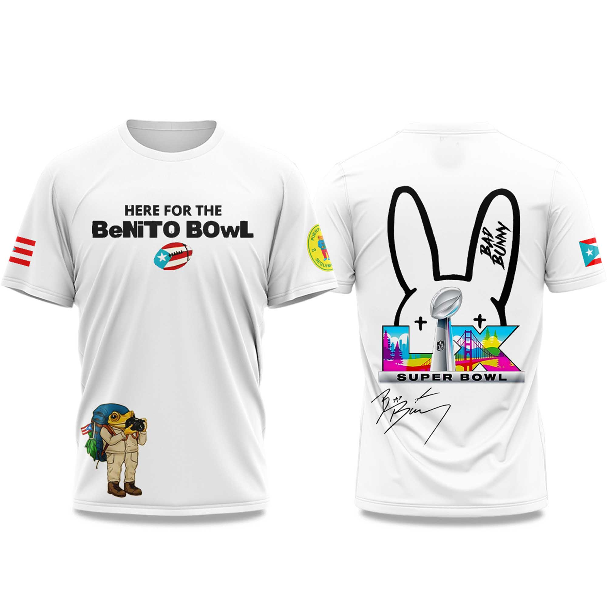 Here For The Benito Bowl Bad Bunny Puerto Rico Shirt Football Vneck Shirt, Game Day Shirt