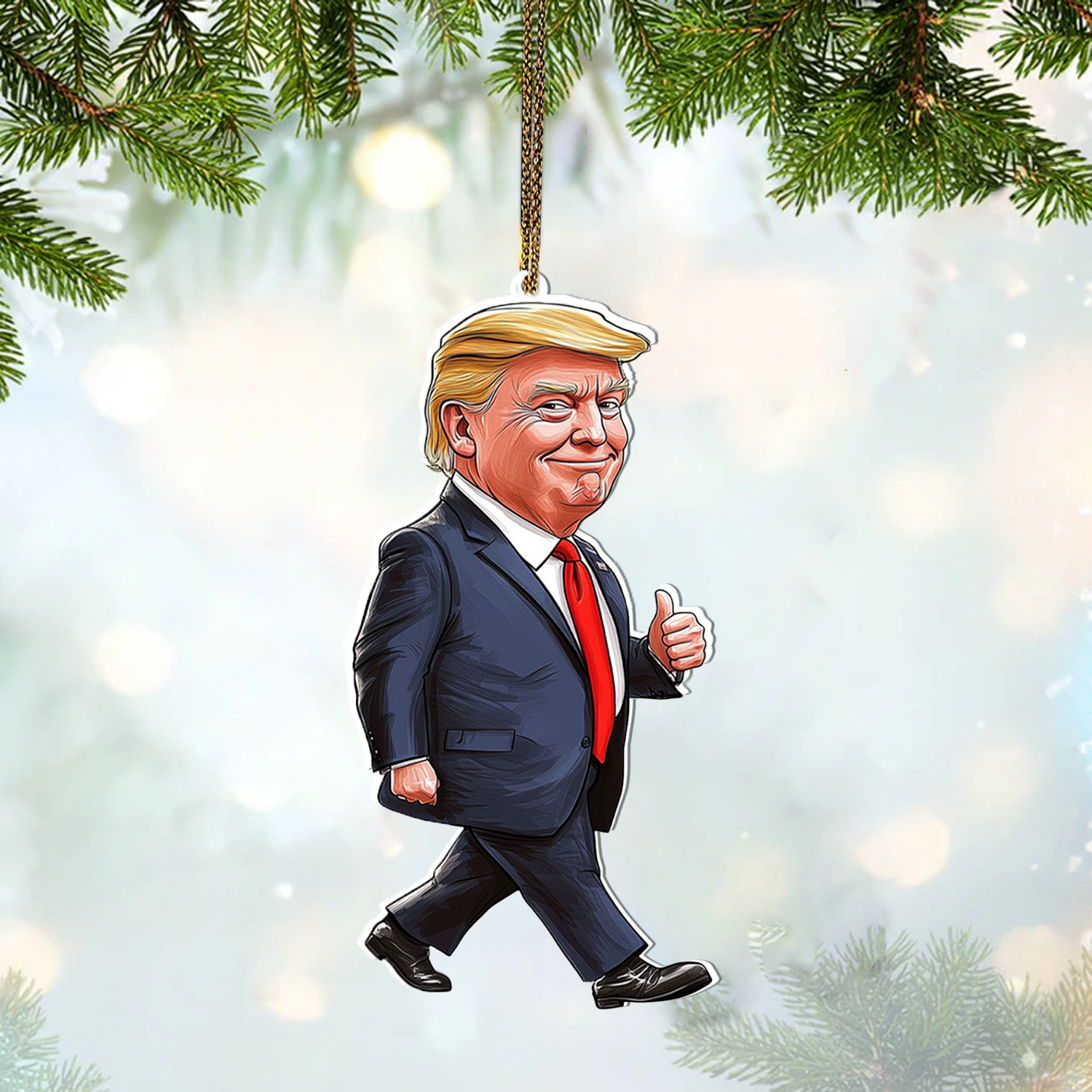 Trump2024 America President Acrylic Christmas Ornament, Christmas Gift