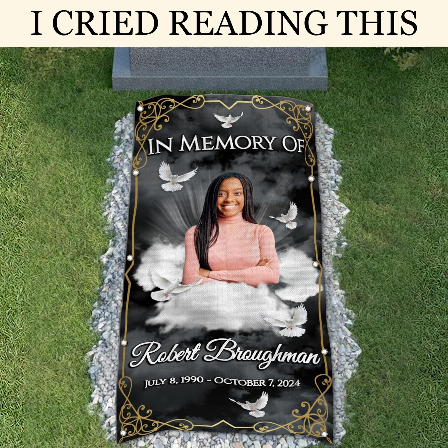 In Memory Of Custom Memorial Gravestone Blanket, Grave Blanket, Gifts For Lost Loved Ones