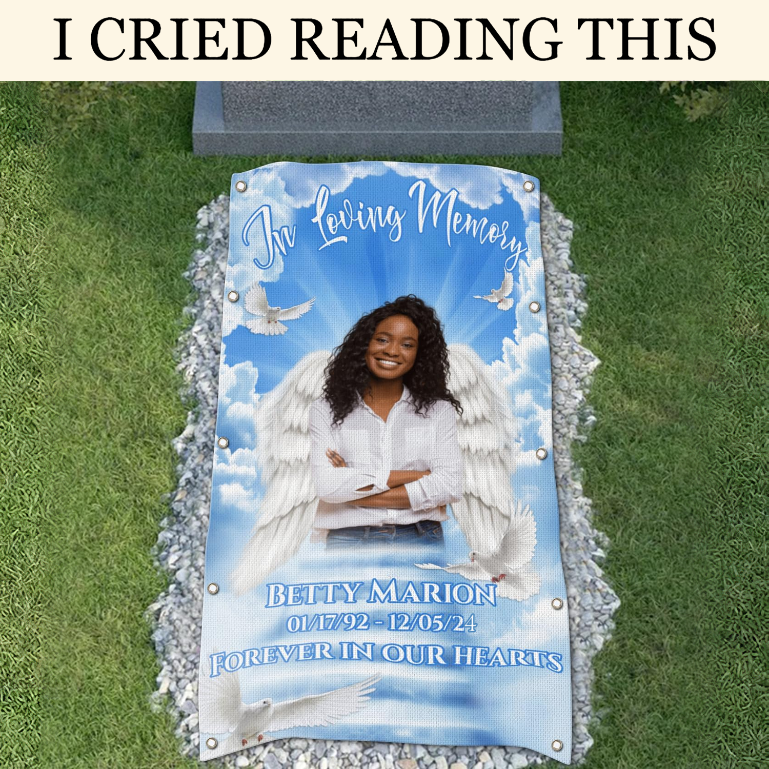 In Loving Memory Personalized Memorial Gravestone Blanket, Grave Blanket, Gifts For Lost Loved Ones