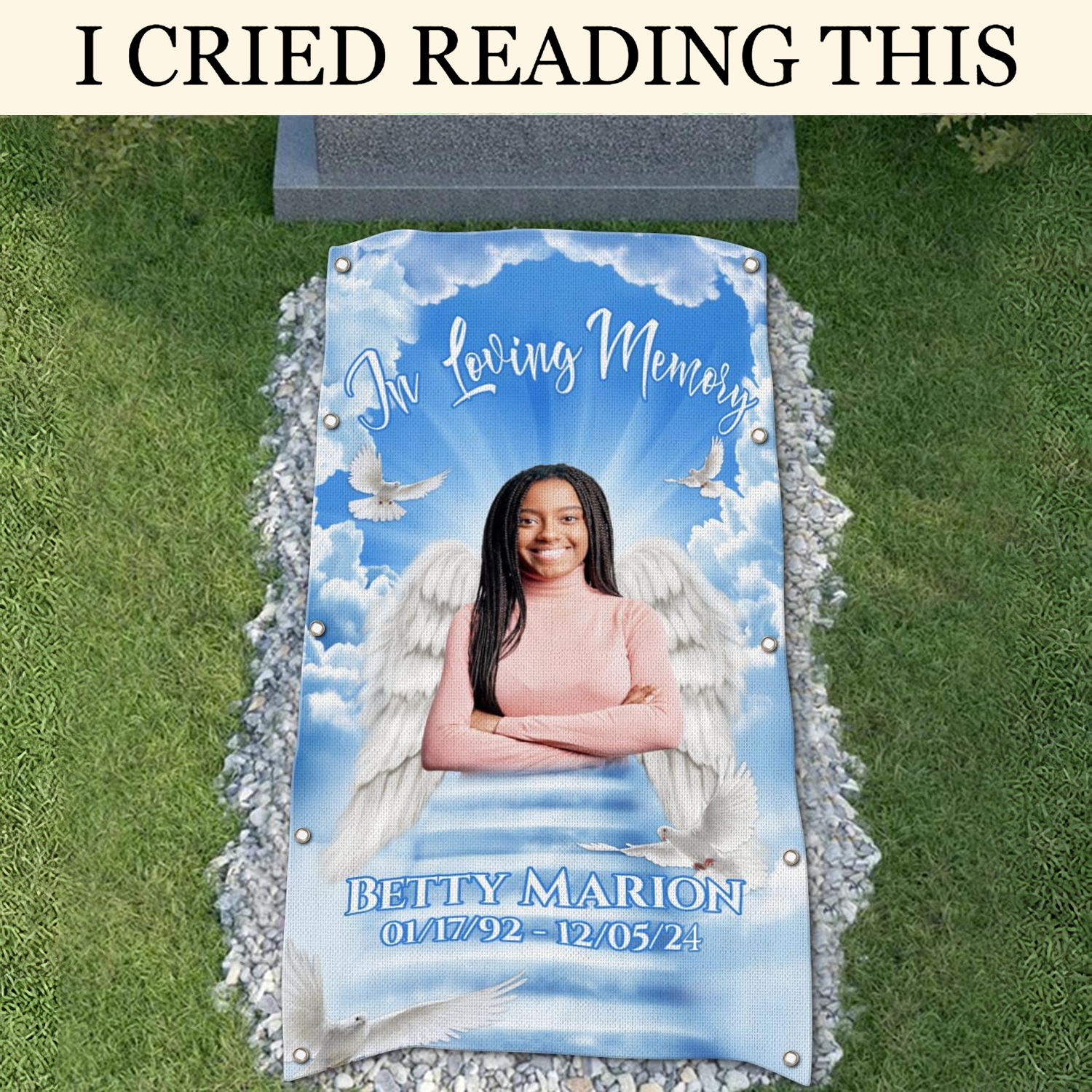 In Loving Memory Custom Photo Memorial Gravestone Blanket, Grave Blanket, Gifts For Lost Loved Ones