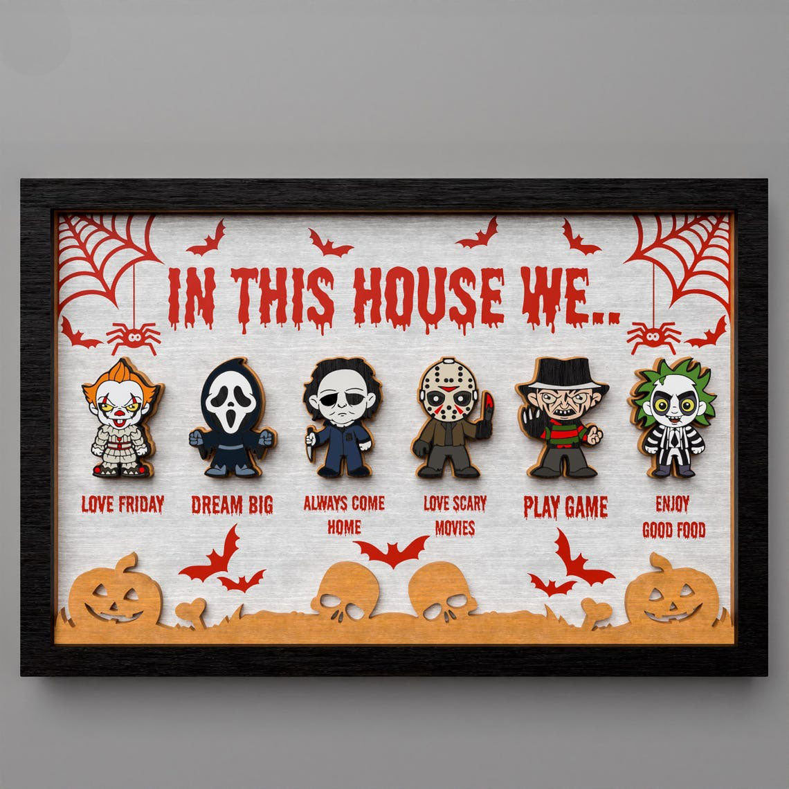 In This House We Personalized Halloween Horror Movie Sign, Horror Movie Gifts