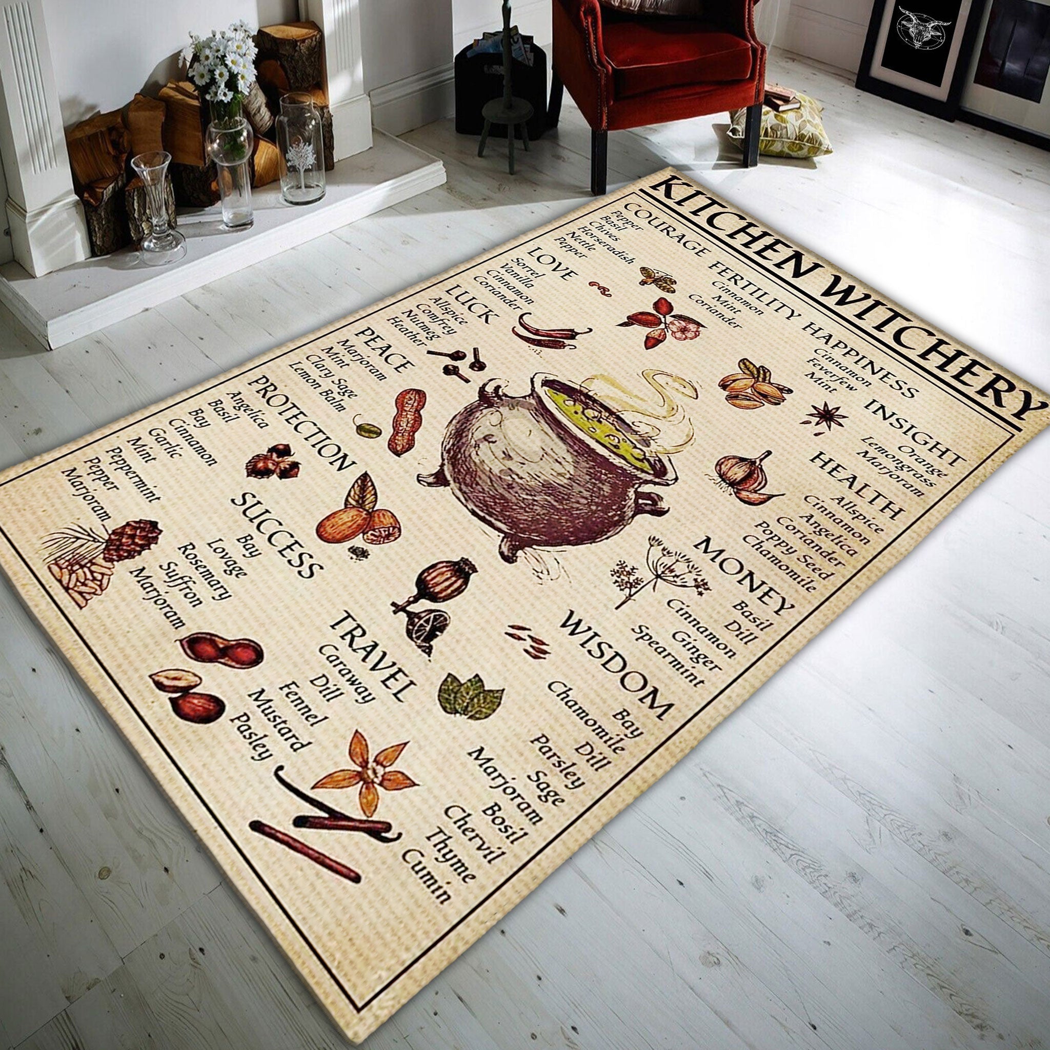 Kitchen Witchery Ingredients Area Rug Carpet, Spices And Their Meanings, Halloween Gift