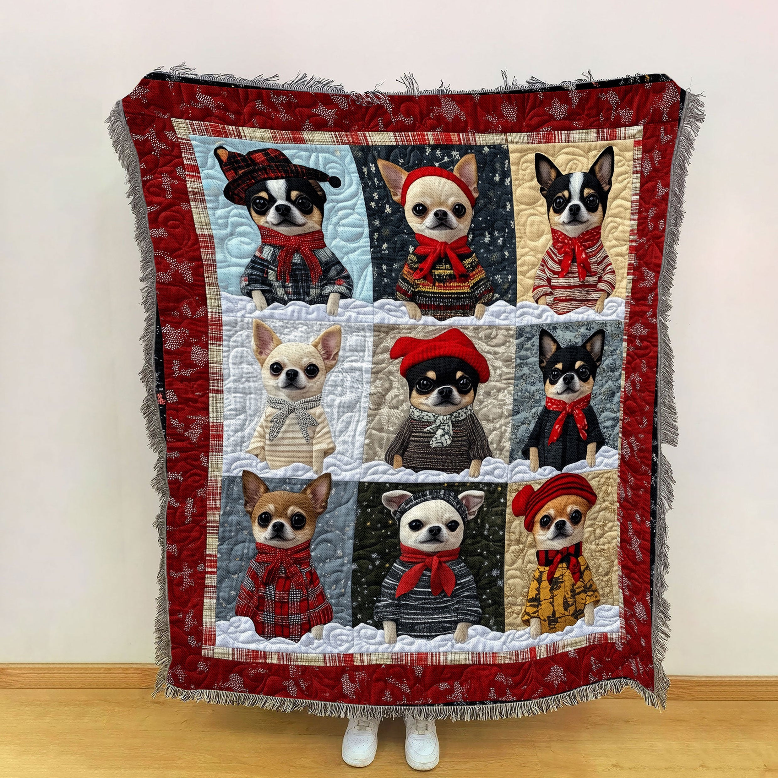 Chihuahua Christmas Blanket, Bedroom Decor, Gift For Dog Owners