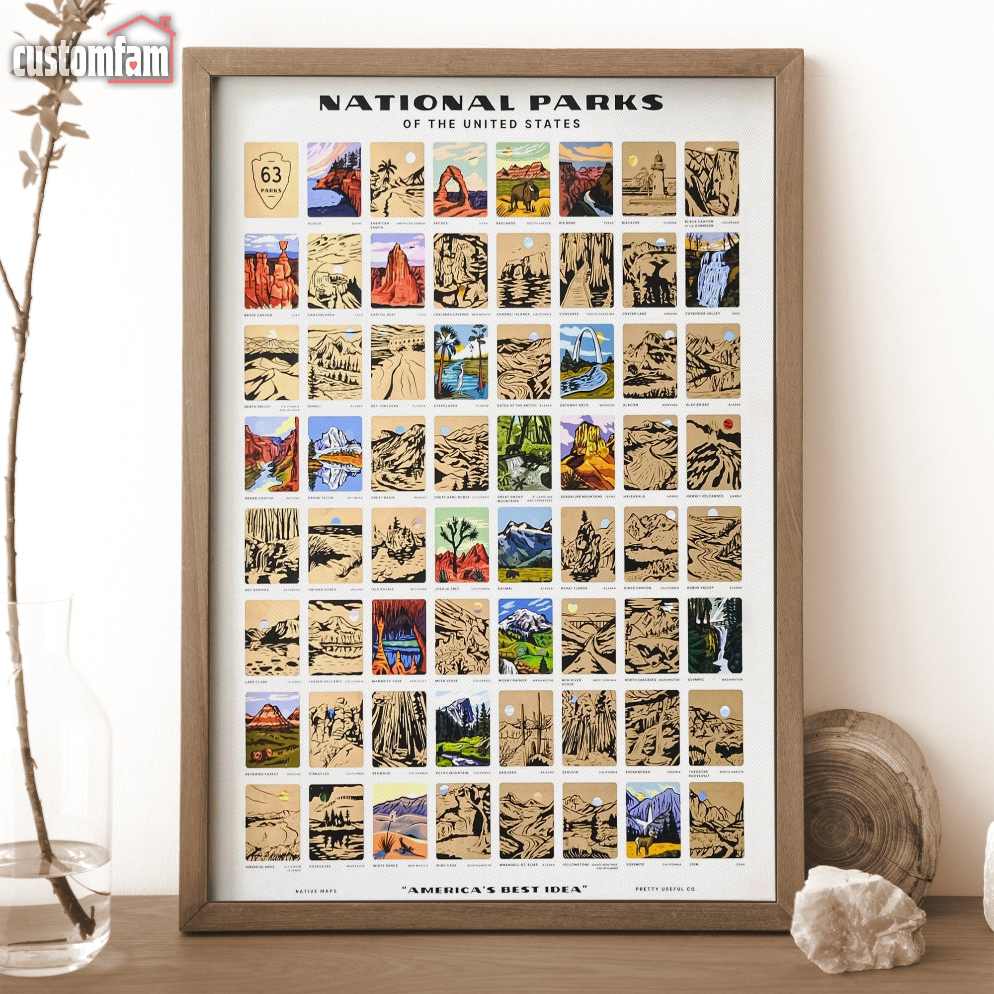 Us National Parks Canvas Wall Art, Gift For Travelers