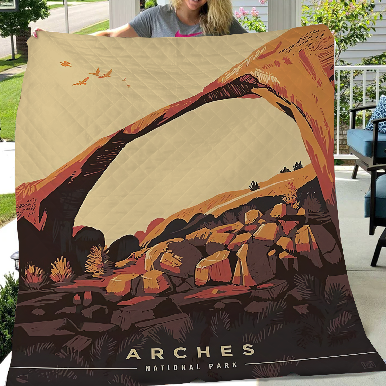 Arches National Park Quilt Blanket, Gifts For National Park Lovers, Outdoor Blanket