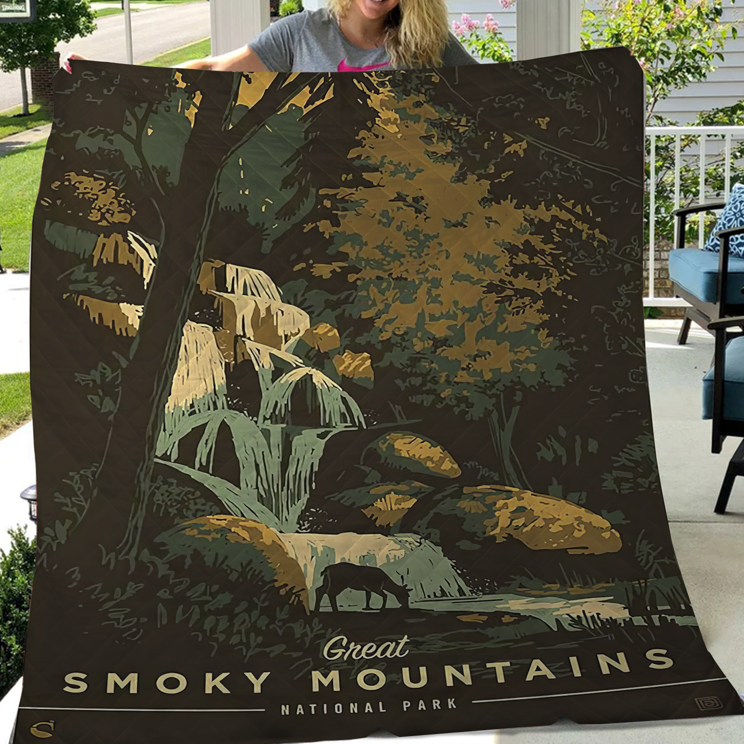 Great Smoky Mountains National Park Quilt Blanket, Gifts For National Park Lovers, Outdoor Blanket