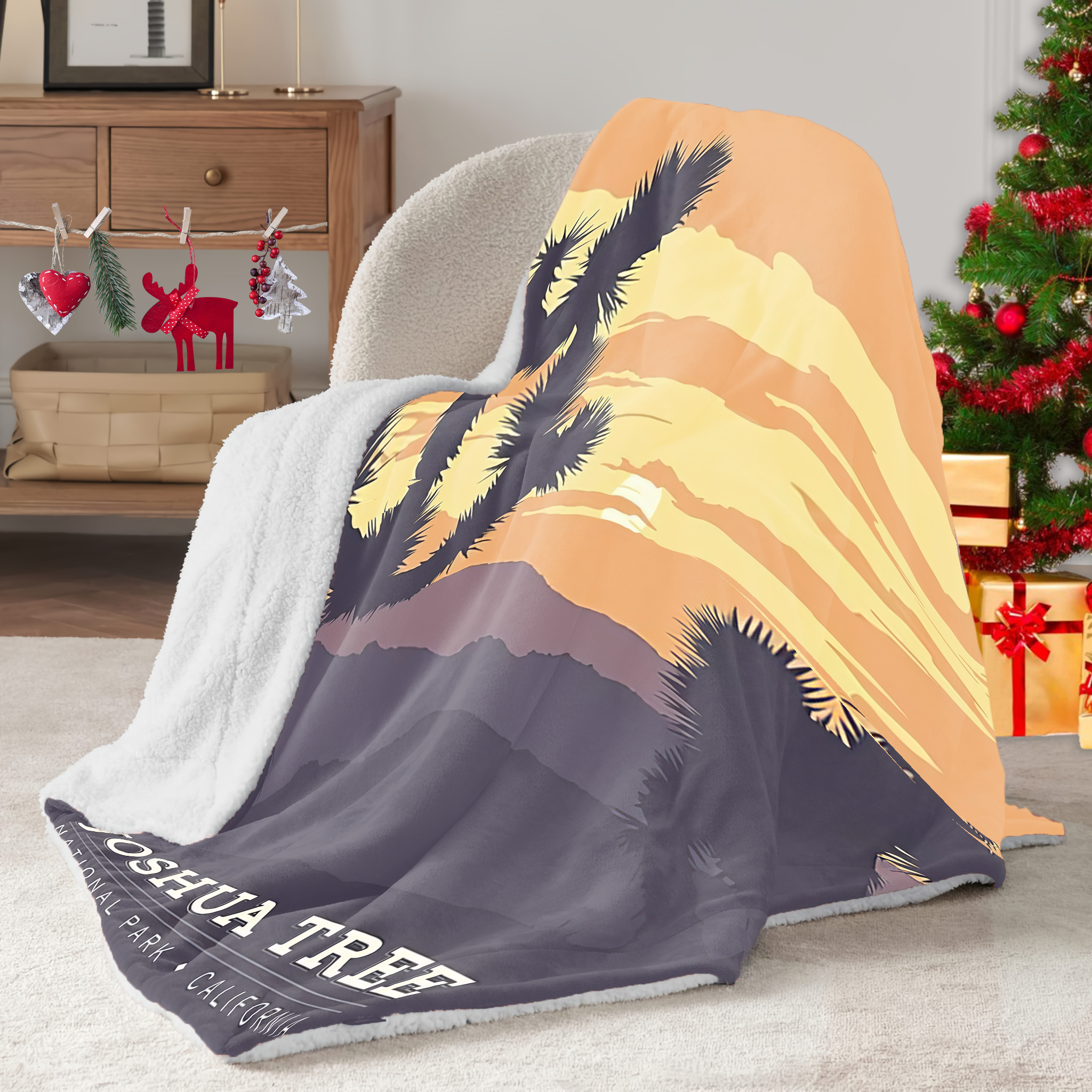 Joshua Tree National Park Sherpa Blanket, Gifts For National Park Lovers, Outdoor Blanket