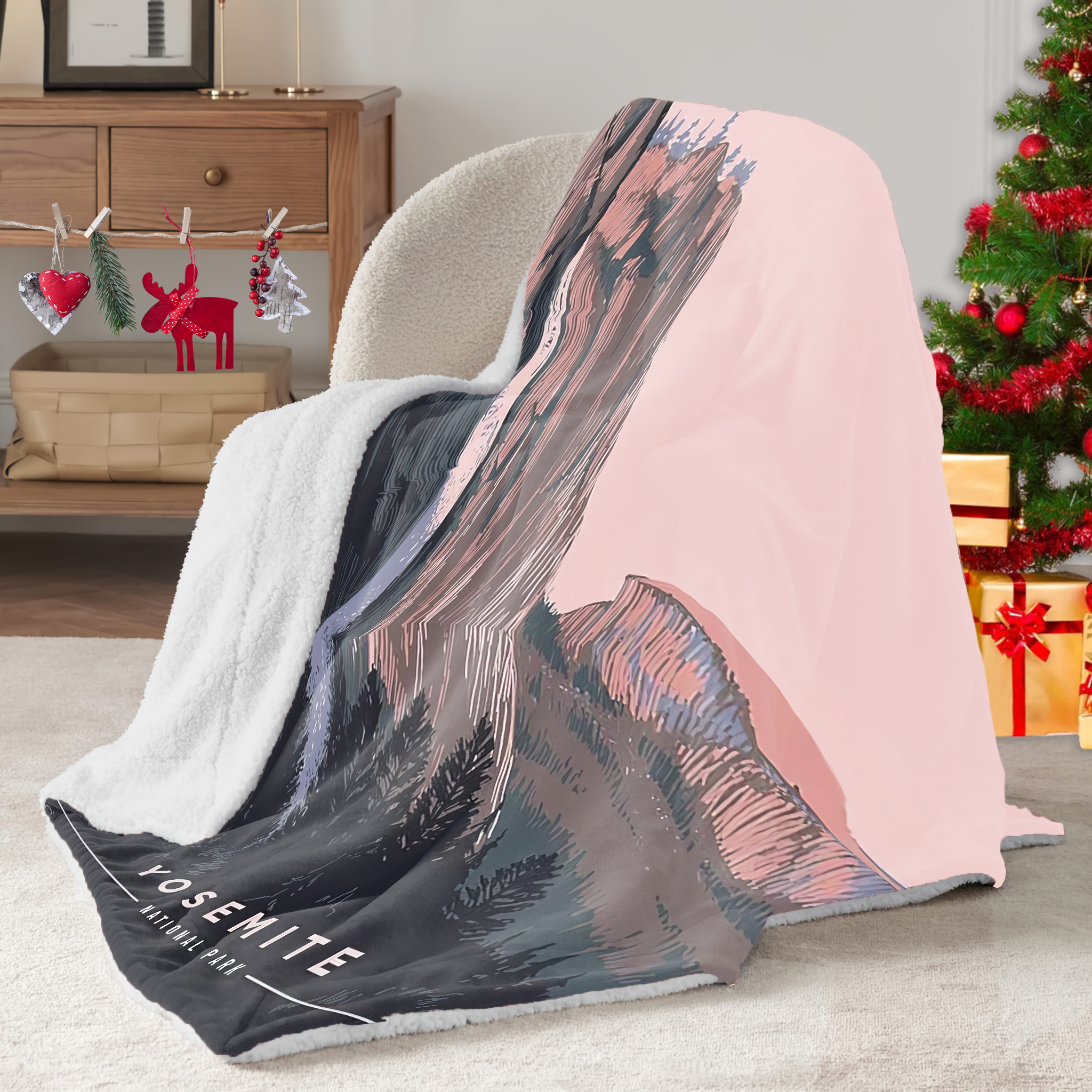 Yosemite National Park Sherpa Blanket, Gifts For National Park Lovers, Outdoor Blanket