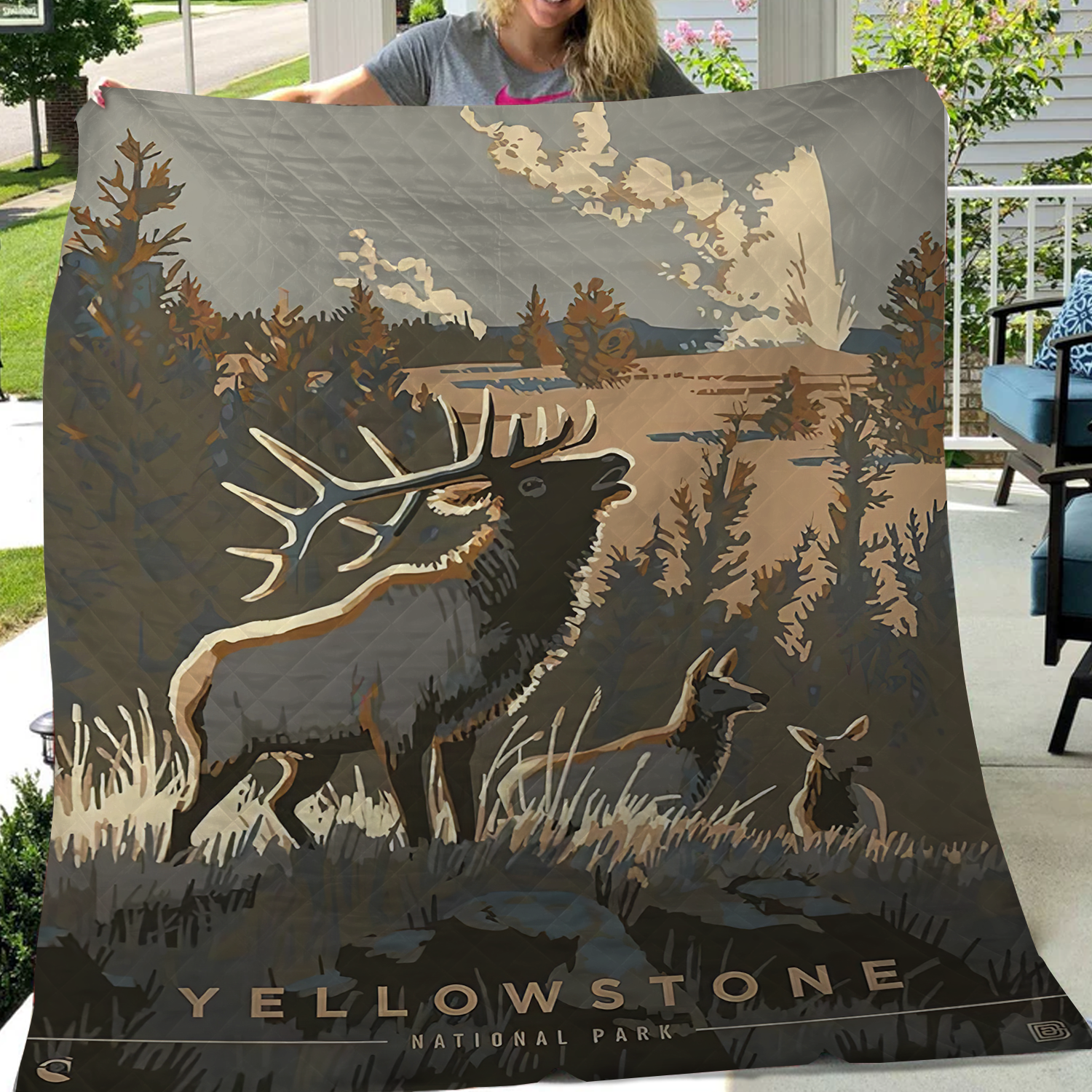 Yellowstone National Park Quilt Blanket, Gifts For National Park Lovers, Outdoor Blanket