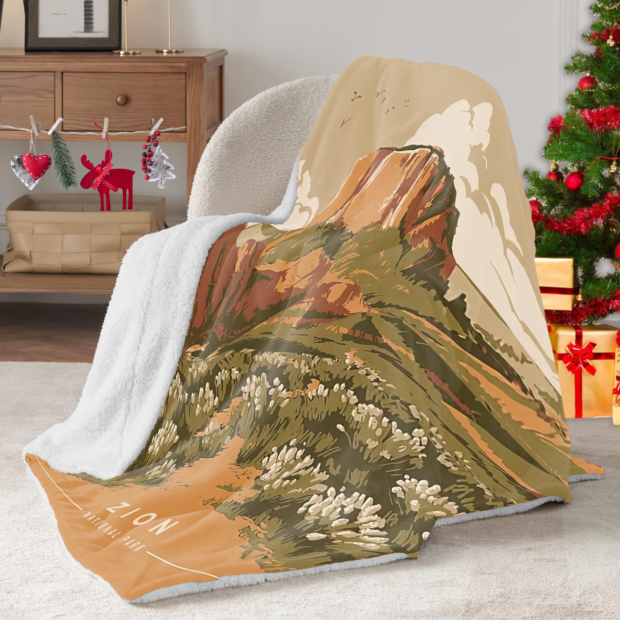 Zion National Park Sherpa Blanket, Gifts For National Park Lovers, Outdoor Blanket