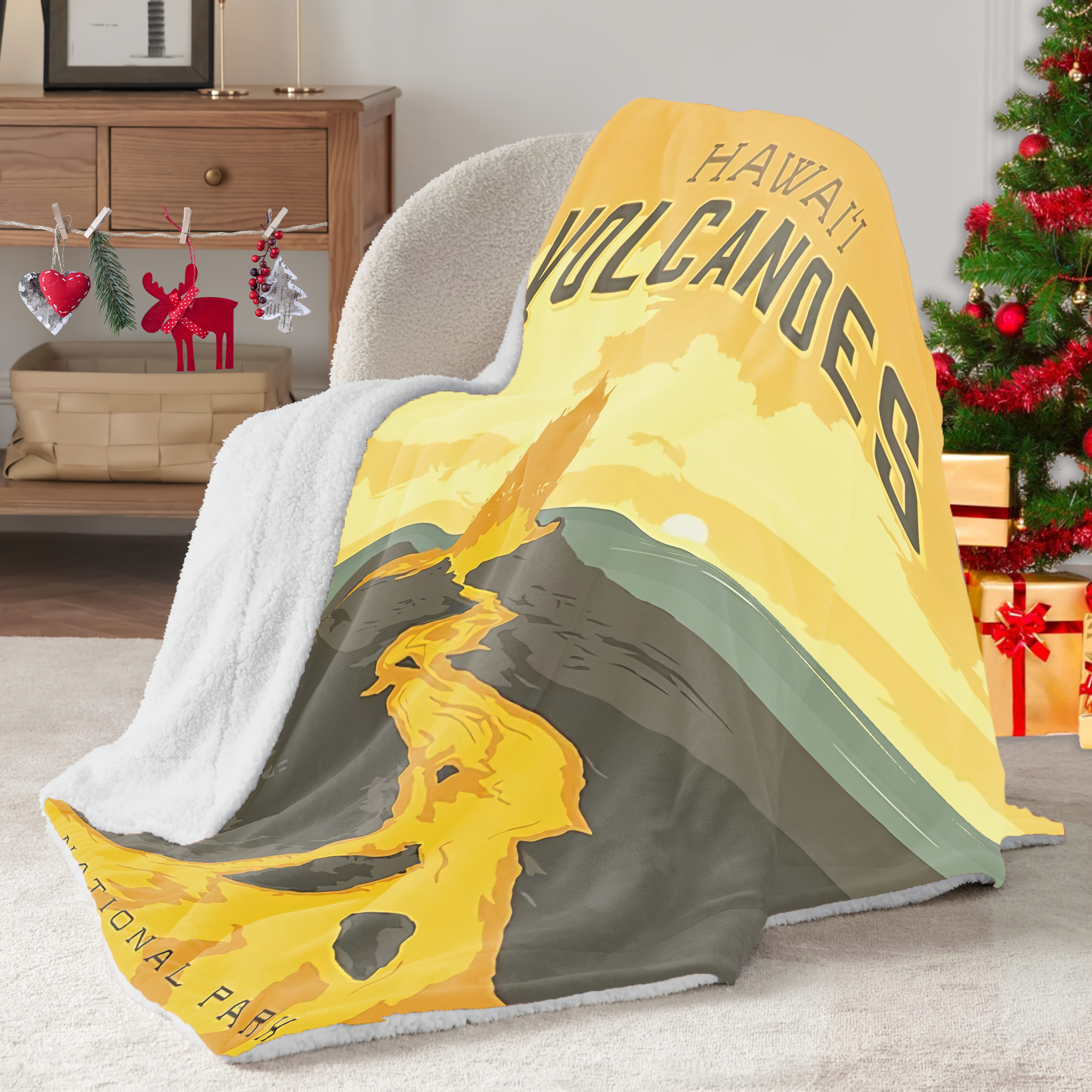 Hawai Volcanoes National Park Sherpa Blanket, Gifts For National Park Lovers, Outdoor Blanket