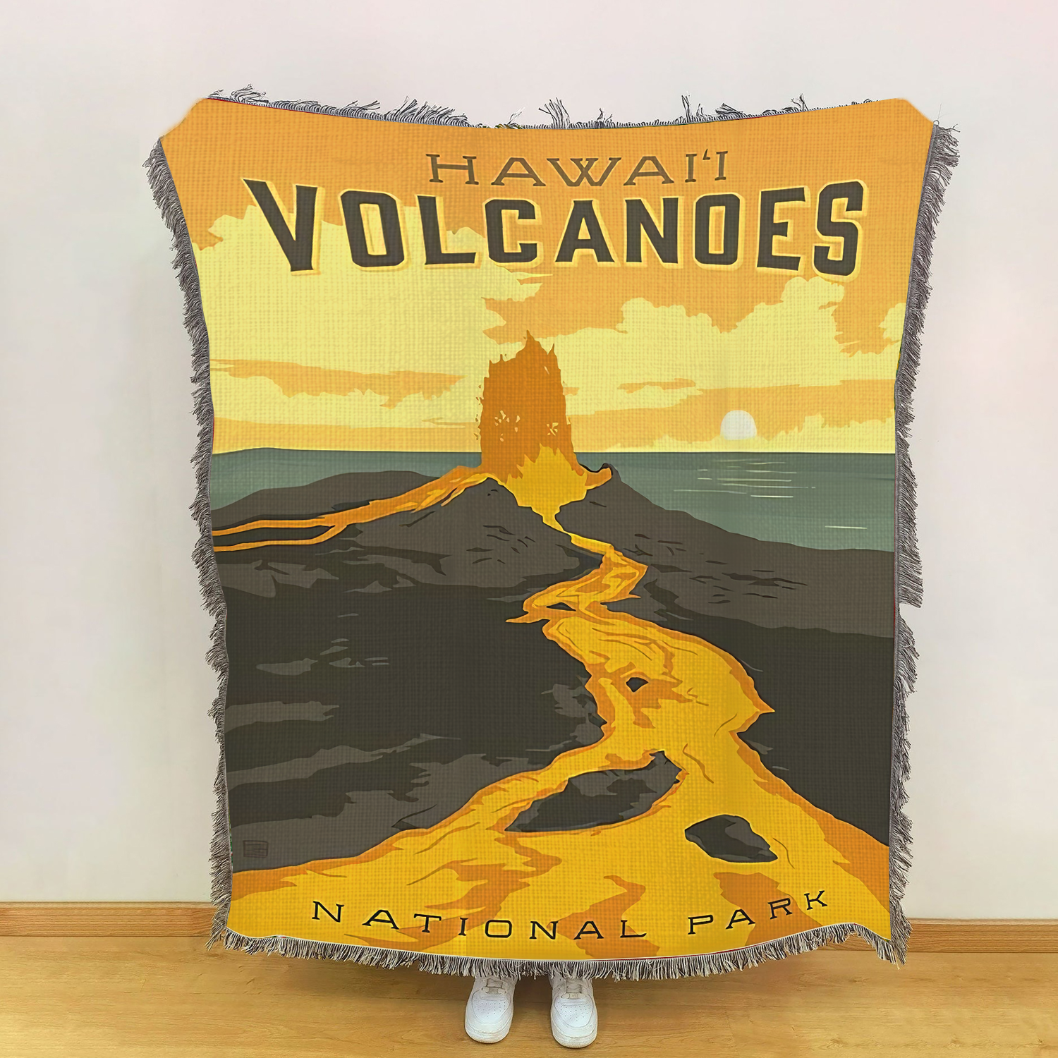 Hawai Volcanoes National Park Woven Blanket, Gifts For National Park Lovers, Outdoor Blanket