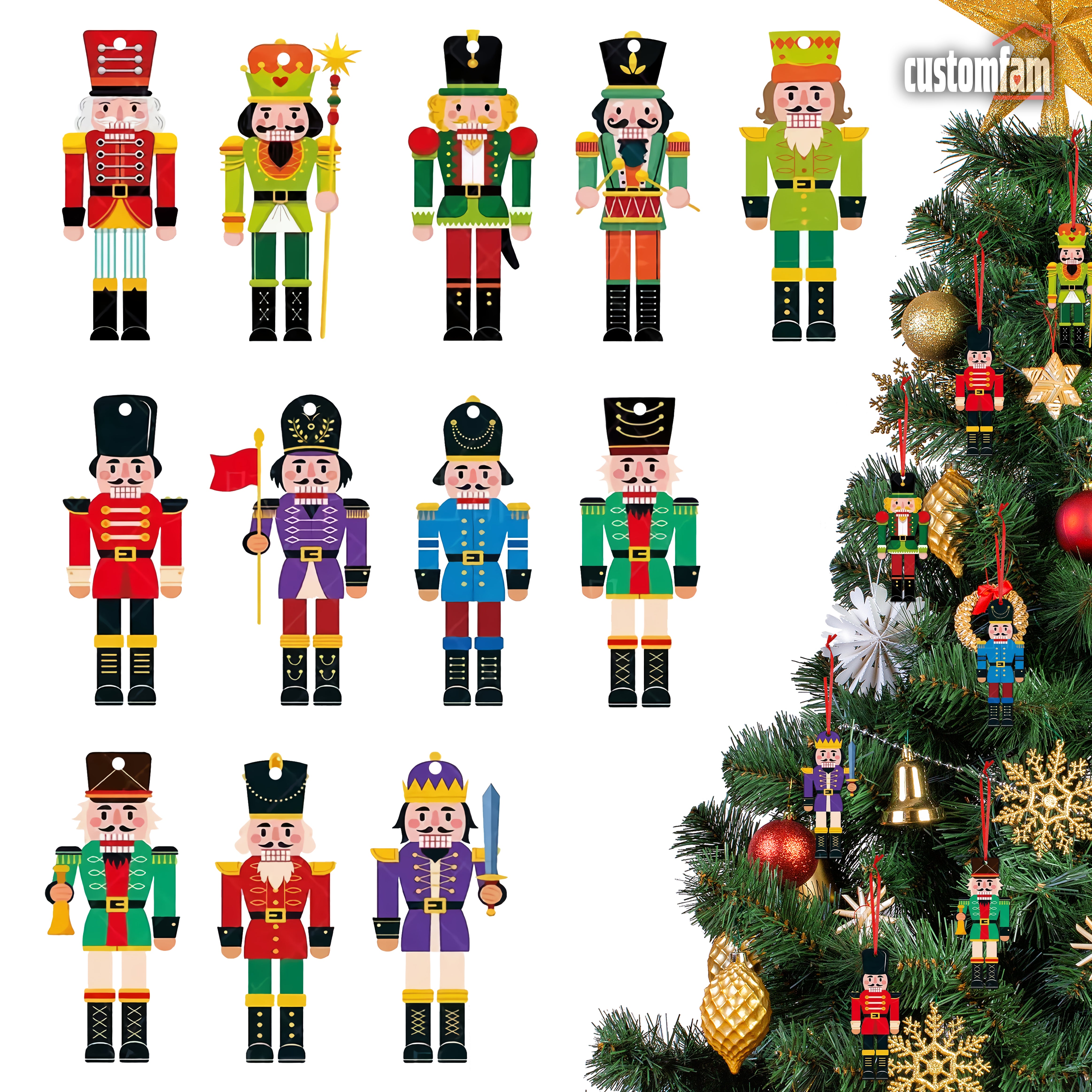 12 Pcs Christmas Nutcrackers Ornaments, Nutcracker Christmas Decor