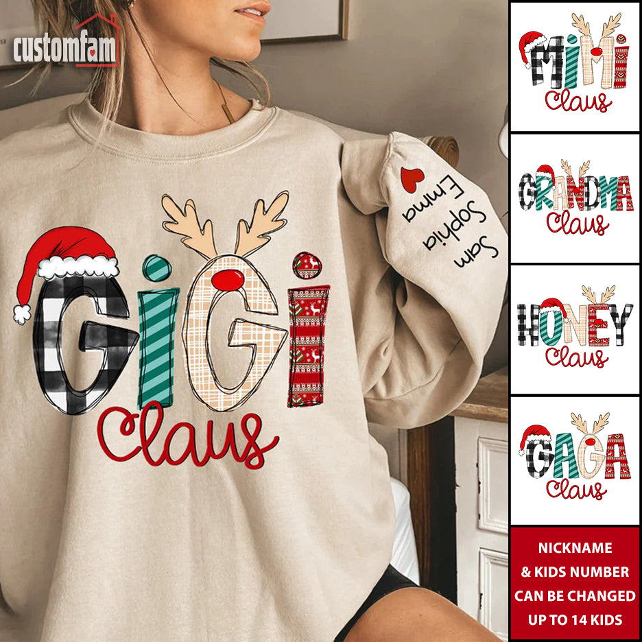 Custom Christmas Gigi Claus Sweatshirt , 2024 Christmas Nana Sweatshirt, Custom Grandma Claus Christmas Sweatshirt Sweatshirt