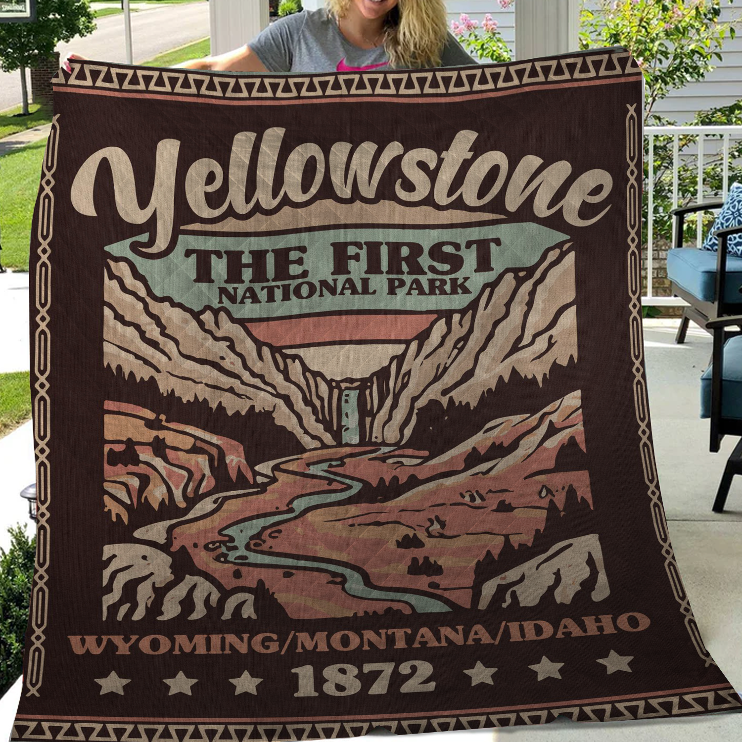 Yellowstone National Park Quilt Blanket, Gift For Travelers, Outdoor Gift