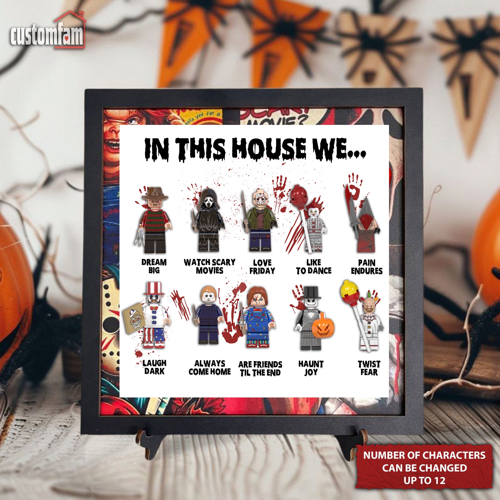 In This House We 3D Halloween Wood Sign, Horror Movies Sign, Halloween Decor