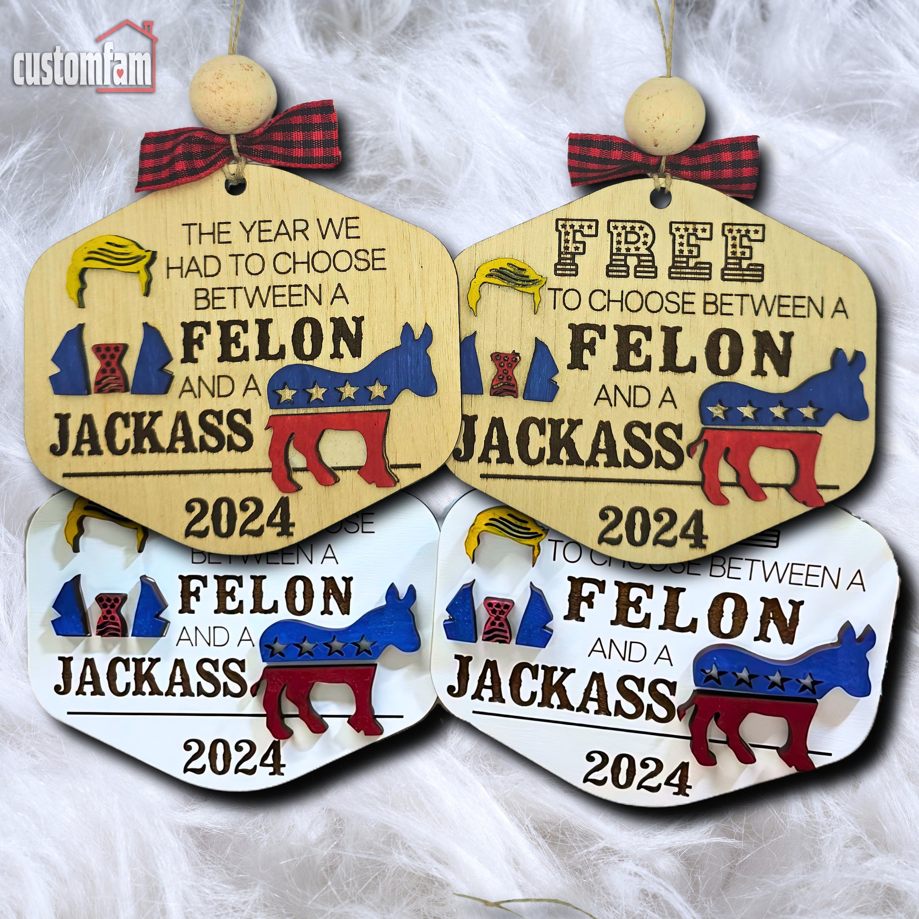 Funny Presidential Candidates 2024 Christmas Ornament, Patriotic Gifts For Him