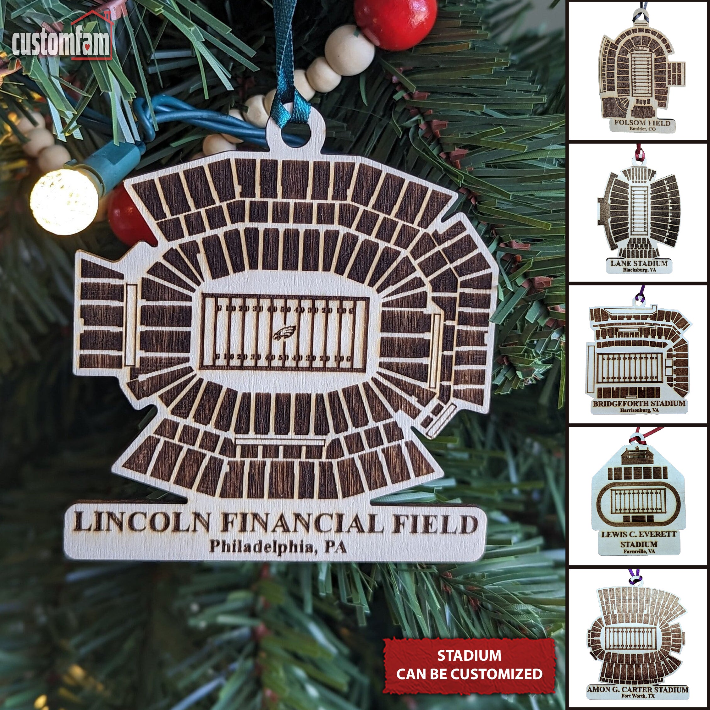 Personalized Football League Stadium Ornament, Christmas Decor